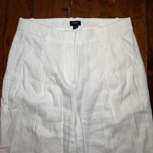 J. Crew White Linen Blend Pants High Rise Wide Leg Size 4 - Picture 3 of 9
